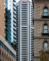 Low angle view of modern buildings in city