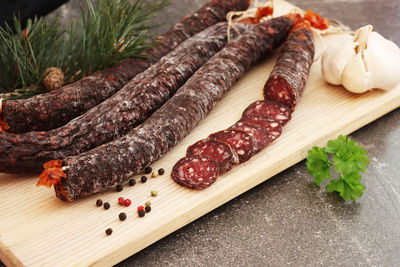 Close-up of food on cutting board
