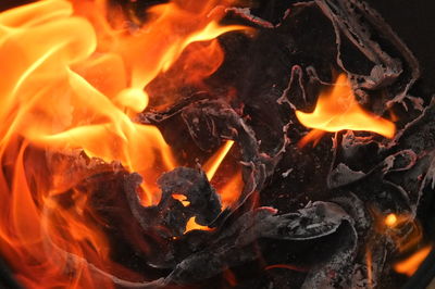 Close-up of bonfire at night