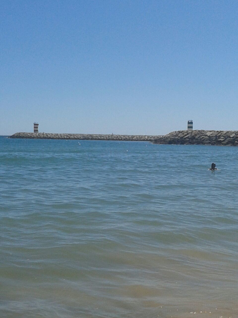 water, clear sky, sea, copy space, blue, waterfront, tranquility, tranquil scene, scenics, nature, built structure, beauty in nature, horizon over water, beach, rippled, architecture, day, idyllic, outdoors, building exterior