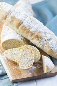 High angle view of bread in plate on table