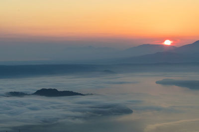 Scenic view of sea against sky during sunset