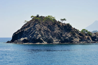 Scenic view of sea against clear sky