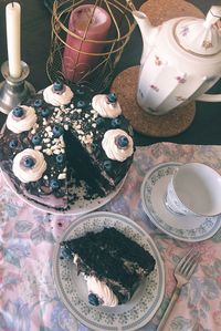 High angle view of decorations on table