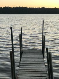 Wooden pier in lake