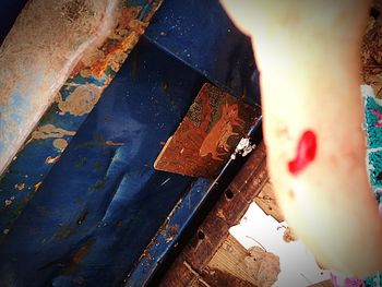 Portrait of young woman holding hands