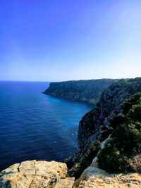 Scenic view of sea against clear sky