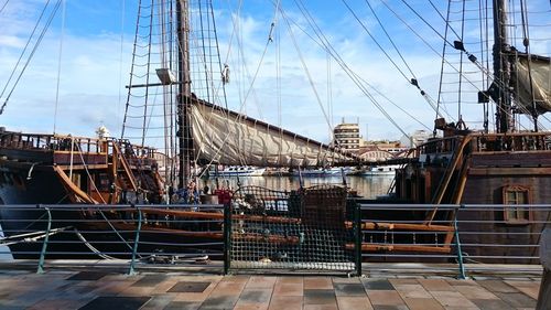 Ship moored in sea