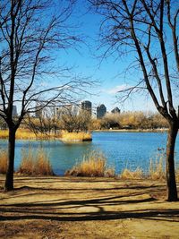 Scenic view of lake against sky