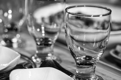 Close-up of beer glass on table