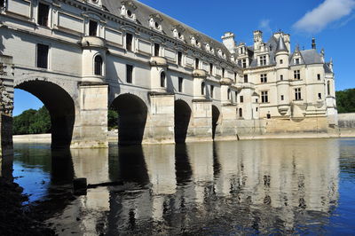 Reflection of built structure in water