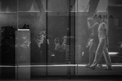 Man standing on tiled floor