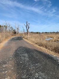 Road amidst field against sky