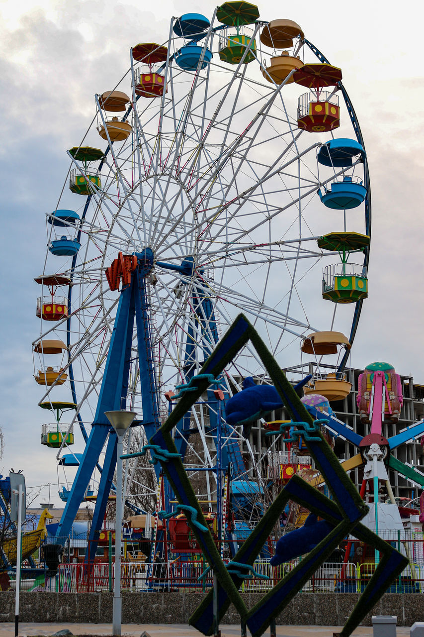 FERRIS WHEEL AGAINST BLUE SKY