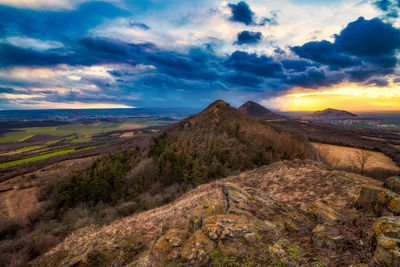 Scenic view of landscape against sky during sunset