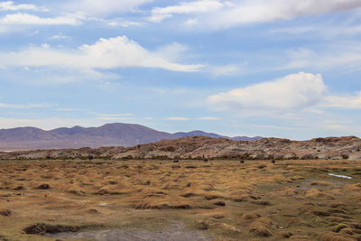 Scenic view of arid landscape against sky