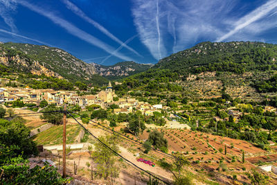 High angle view of townscape against sky