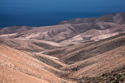 High angle view of mountain range against sky