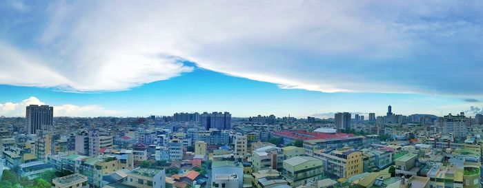 Panoramic view of cityscape against sky