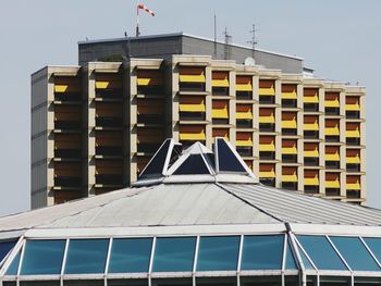 Low angle view of modern building against sky