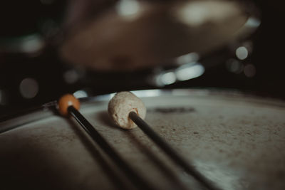 Close-up of drum kit