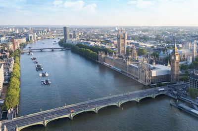 High angle view of bridge over river in city