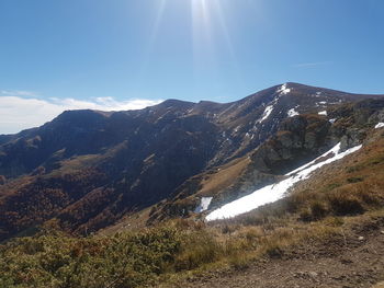 Scenic view of mountains against sky