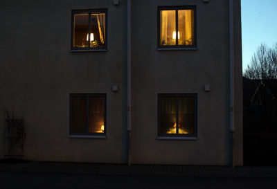 Illuminated building at night