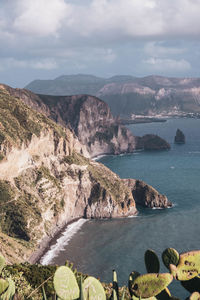 Scenic view of bay against sky