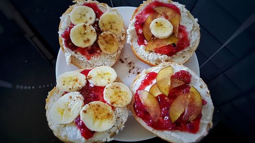 High angle view of dessert on plate