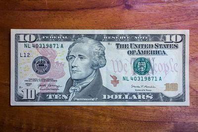 Close-up of text on table