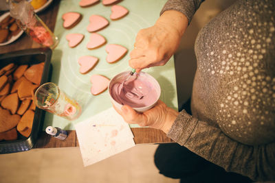 The process of making gingerbread cookies. glaze coating. high quality photo