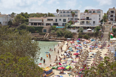 High angle view of people on the beach