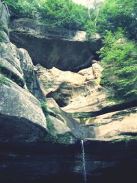 View of waterfall in mountain