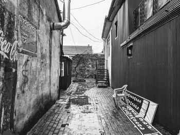 Empty alley amidst buildings in city