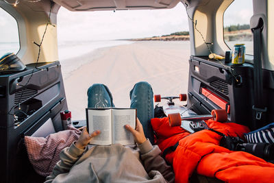 Low section of people sitting in bus