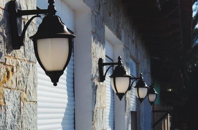 Low angle view of illuminated lamp