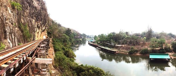 Panoramic view of bridge against clear sky