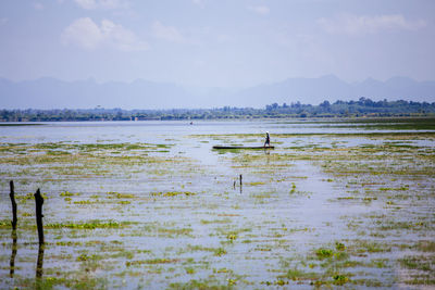 Scenic view of lake against sky