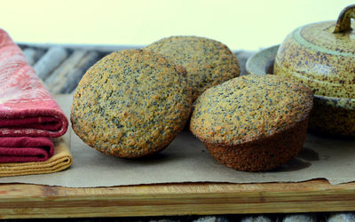 Close-up of bread on table