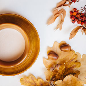 High angle view of coffee on table