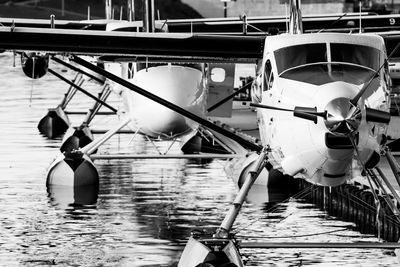 Close-up of seaplanes