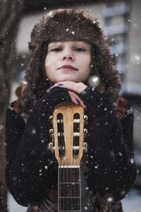 Portrait of girl in snow