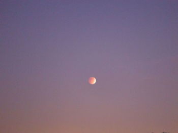 Low angle view of moon against clear sky at night