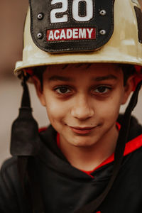 Close-up portrait of smiling boy