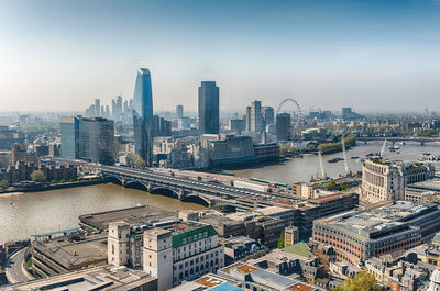 Scenic view over the river thames and the city skyline, london, england, uk