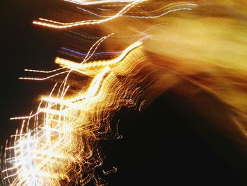 Close-up of light trails at night