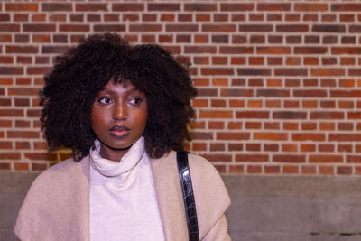 Portrait of woman with curly hair