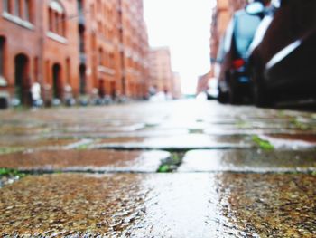 Close-up of puddle on road