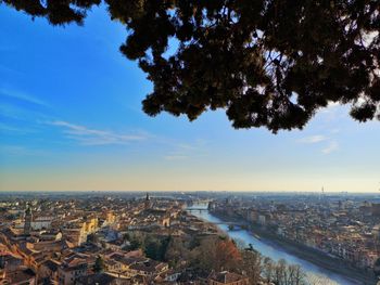 High angle view of city against sky